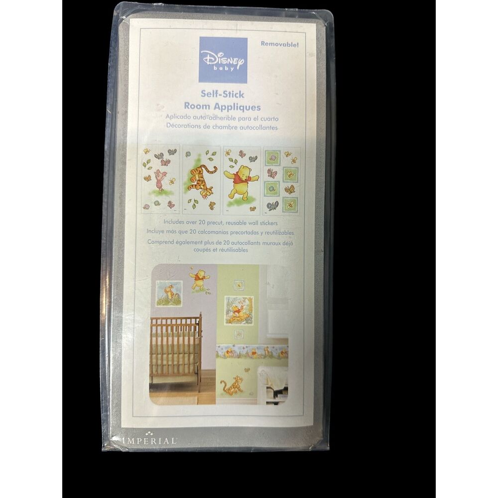 Disney Self-Stick Room Applique Winnie The Pooh 20 Pre-cut Reusable Stickers NWT
